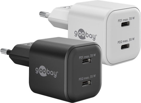 Goobay Φορτιστής Χωρίς Καλώδιο GaN με 2 Θύρες USB-C 35W Power Delivery Μαύρος (75333)