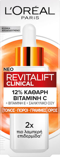 L'Oreal Paris Revitalift Clinical Feuchtigkeitsspendend & Anti-Aging Serum Gesicht mit Vitamin C & Vitamin E für Entgiftung & Strahlkraft 30ml