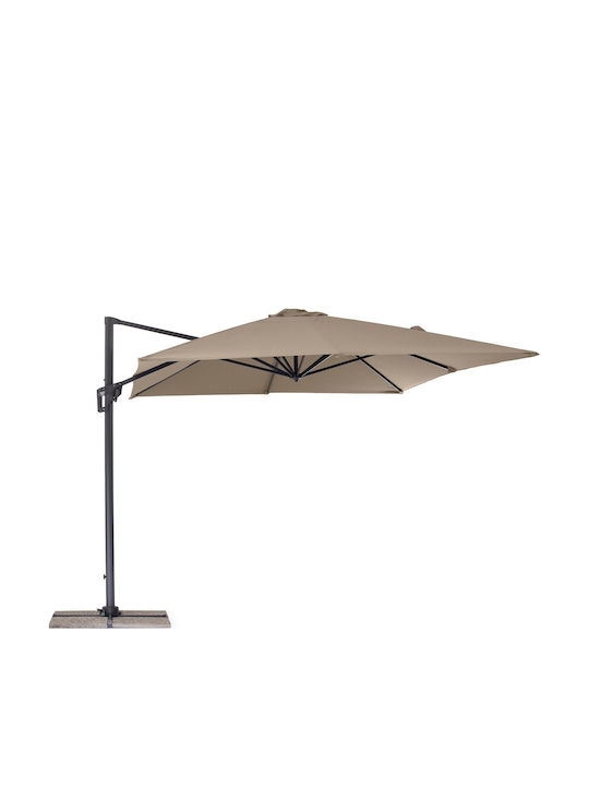 Hängender Quadratischer Aluminium Garten- und Terrassen-Sonnenschirm Porto Grau 4x3xHöhe 2,5 m