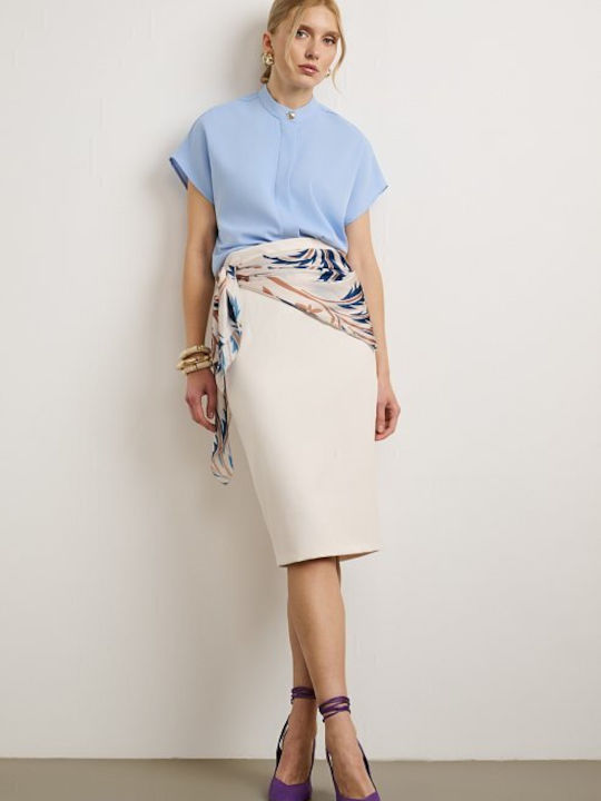Pencil High-waisted Maxi Skirt Ecru
