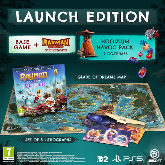 Rayman Legends Retold Launch Edition Карта с продуктов ключ Switch 2 Игра - Предварителна поръчка