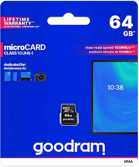 GoodRAM M1AA microSDXC 64GB U1 UHS-I 60MB/s с адаптер
