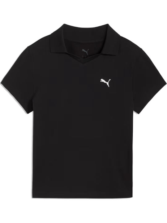 Damen Polo Bluse Kurzarm Black