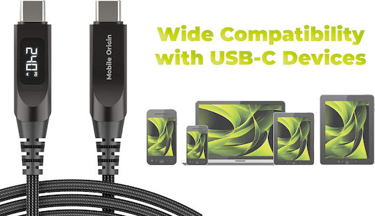 Mobile Origin Braided USB 2.0 Cable USB-C Male - USB-C 240W PD Gray 1.5m MO-240WDC-CB4