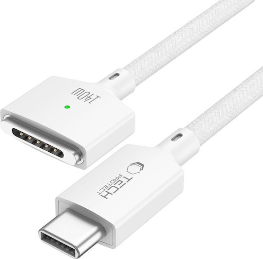 Tech-Protect Ultraboost Magnetic USB 2.0 Cable USB-C Male - Magsafe 3 140W White 2m MMC01