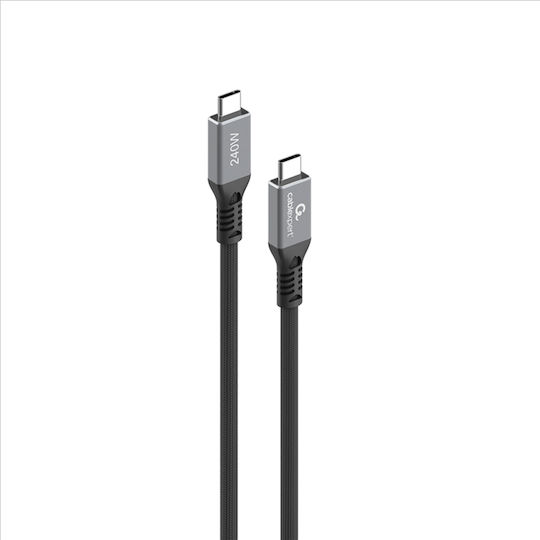 Cablexpert Премиум Плетен USB 4 Видео Кабел USB-C Мъжки - USB-C 240W Захранване (PD) Черен 0.3м CCBP-USB4-CMCM240-0.3M