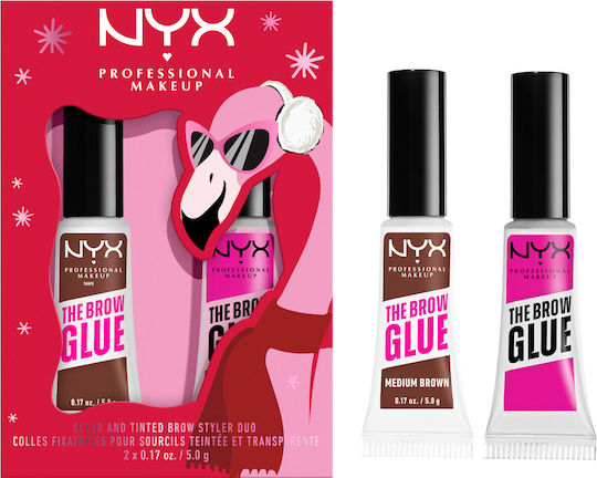 NYX Professional Makeup The Brow Glue Σετ Μακιγιάζ Φρυδιών Medium Brown