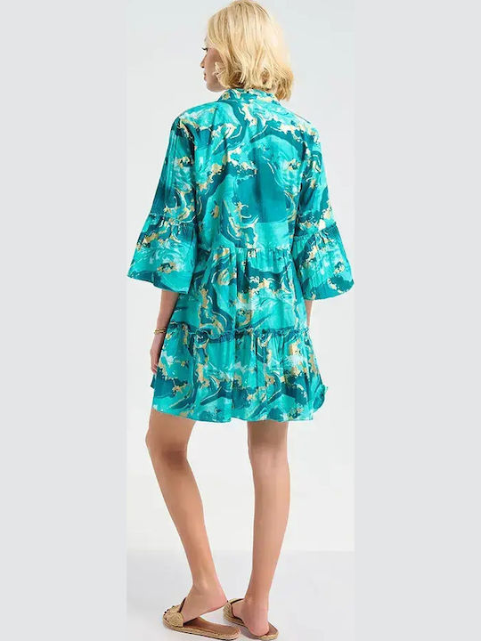 Ble Resort Collection 100% Damenbademode Kaftan Türkis/Gold