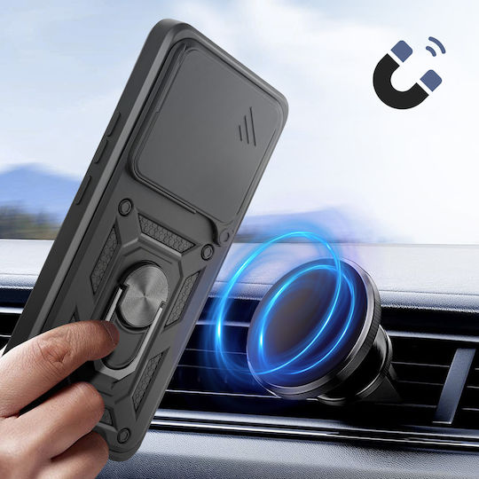 Avizar Case Realme 16 Pro Plus Ring Stand Sliding Camera Cover Black