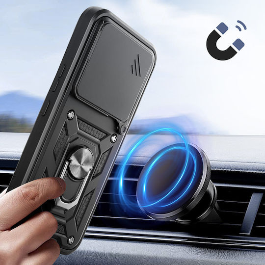 Avizar Case Realme 16 Pro Ring Stand Sliding Camera Cover Black