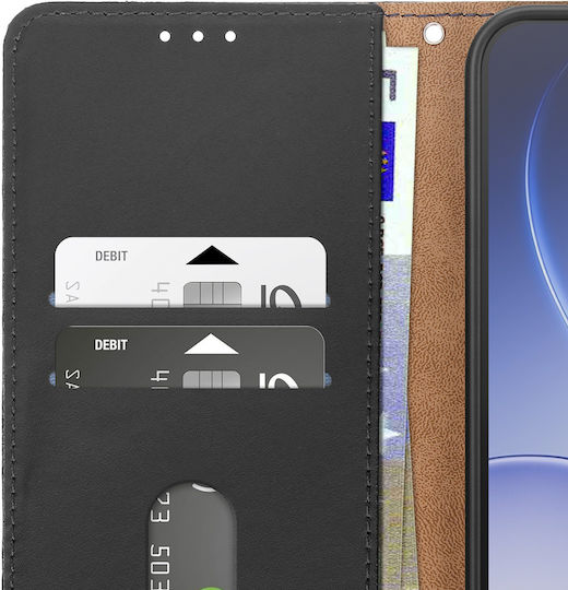 Avizar Husa Wallet Oppo Reno 15 Pro Din Piele Naturală Cu Suport Video Neagră