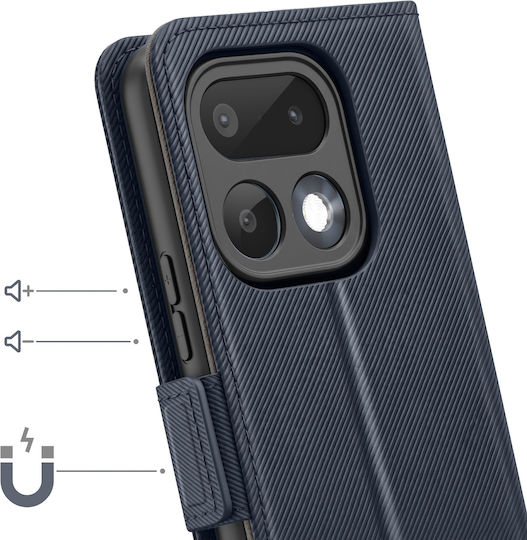 Avizar Handyhülle Realme 16 Pro Texturiertes Leder Effekt Spiegel Kartenfach Nachtblau