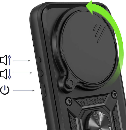 Avizar Husa Xiaomi 17 Ultra Inel Stand Capac Glisant Cameră Negru