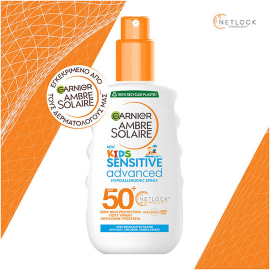 Garnier Ambre Solaire Sensitive Advanced SPF50+ Waterproof Kids Sunscreen Spray for Face & Body 200ml