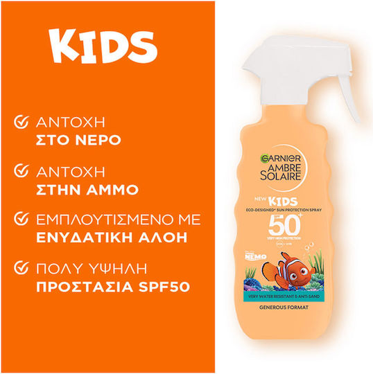 Garnier Ambre Solaire Nemo SPF50+ Waterproof Kids Sunscreen Spray for Face & Body 300ml