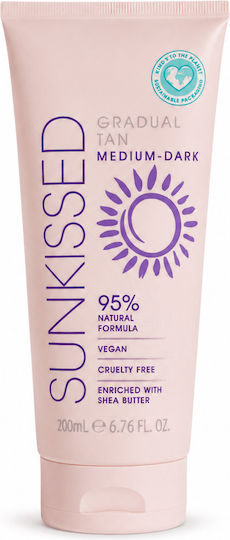 Sunkissed Gradual Tan 95% Natural Ingredients Self Tanning Cream Body Medium / Dark 200ml