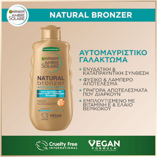Garnier Ambre Solaire Natural Bronzer Self Tanning Lotion Body Medium 175ml