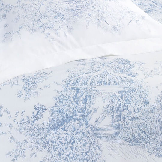 Tac Duvet Cover Set 200x220cm Double With 4 Pillowcases & 1 Bed Sheet Blue