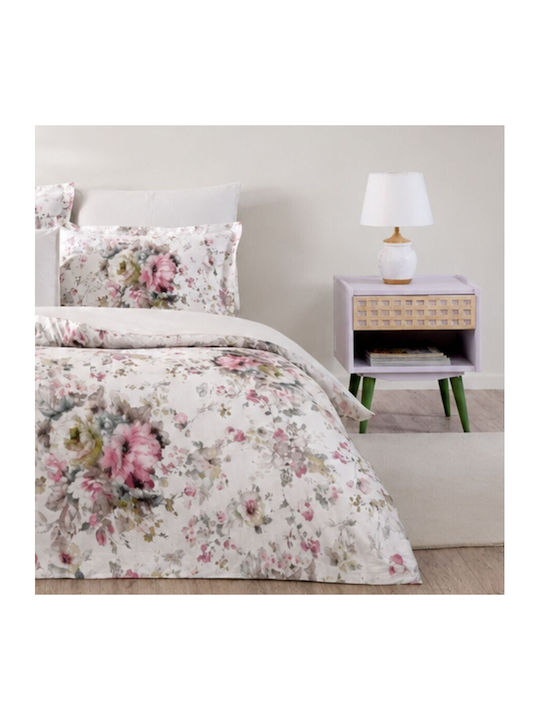 Tac Set Huse Pentru Pilote Bumbac Satinat 200x220cm Dublu Cu 4 Fețe De Pernă Și 1 Cearceaf Roz
