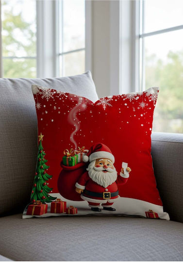 Stewehome Set 2 Stücke Weihnachtsdekorative Kissenbezüge Muster Santa Claus Schneemann Rote 43x43 cm
