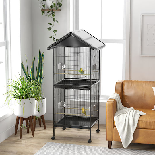 Pawhut Colivie Pentru Păsări 71.8x71.8x170.2cm Neagră