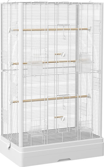 Pawhut Ξύλινο Κλουβί Πτηνών 61x36.5x98εκ. Λευκό