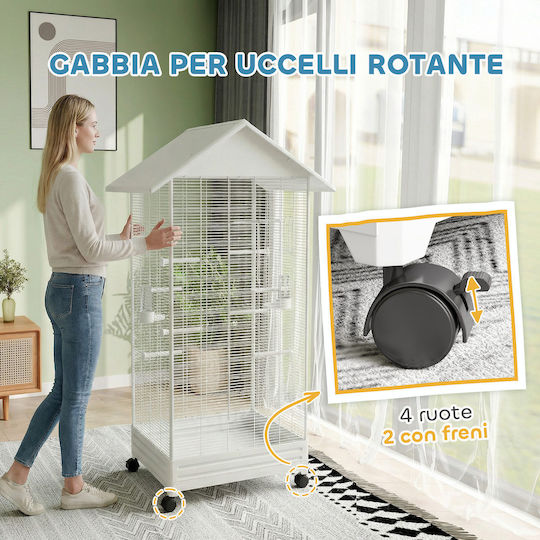 Pawhut Colivie Pentru Păsări 79x65x155cm Alb