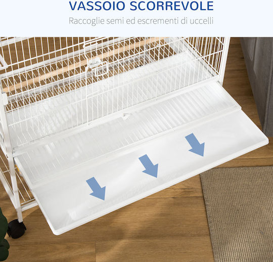 Pawhut Holz Vogelkäfig 78x52x132cm Weiß