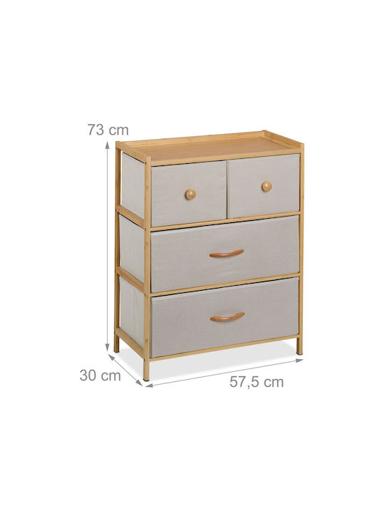 Bamboo Storage Drawers L57.5xW30xH73cm