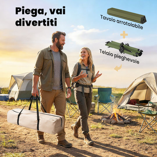 Outsunny Τραπέζι Μεταλλικό για Camping Πτυσσόμενο 116x59x43cm Πράσινο