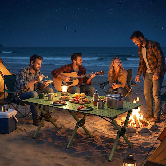 Outsunny Τραπέζι Μεταλλικό για Camping Πτυσσόμενο 116x59x43cm Πράσινο