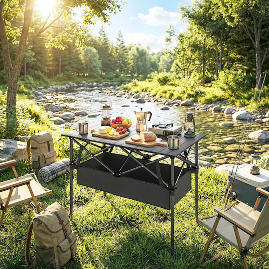 Outsunny Metal Camping Table Folding 93x68x55cm Black
