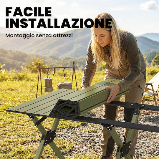 Outsunny Τραπέζι Μεταλλικό για Camping Πτυσσόμενο 116x59x43cm Πράσινο