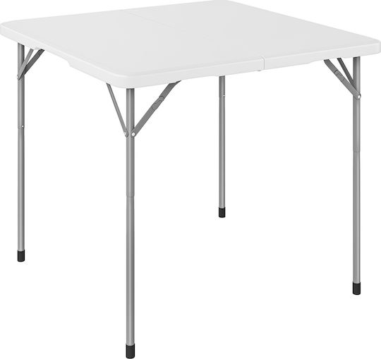 Outsunny Metal Camping Table Folding 86x86x74cm White