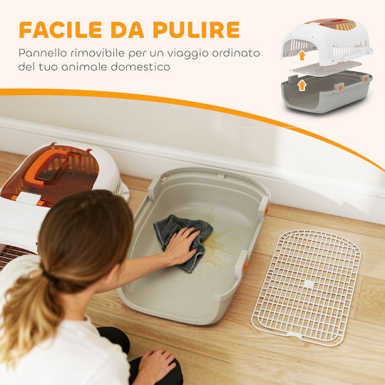 Pawhut Plastic Food and Water Bowl for Dog and Cat 3 Spots 49x32x31cm