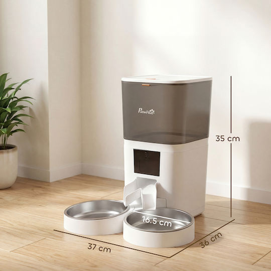Pawhut Automatic Stainless Steel Food Bowl for Cat 2 x 6L 37x36x35cm