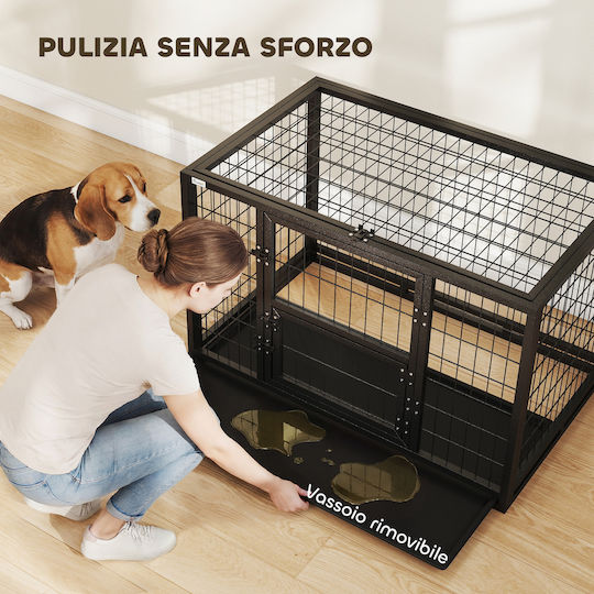 Pawhut Cușcă de Sârmă pentru Câine Neagră 94x60x64cm