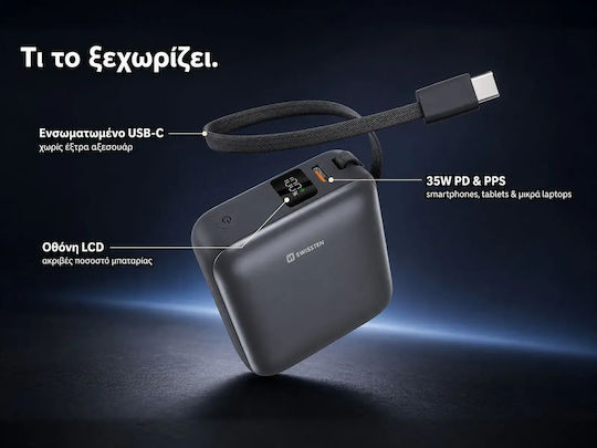 Swissten Space Power Bank 10000mAh 35W with USB-C Port Silver