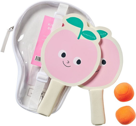Kids Velcro Beach Rackets Poppy Peach Sunnylife