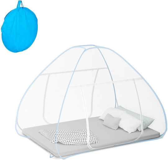 Relaxdays Cort De Țânțari Alb Turcoaz 150x200x180 Cm Set Geantă De Transport