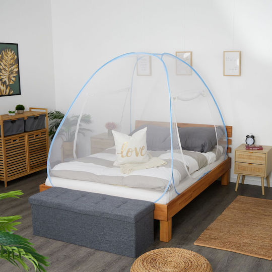 Relaxdays Cort De Țânțari Alb Turcoaz 150x200x180 Cm Set Geantă De Transport