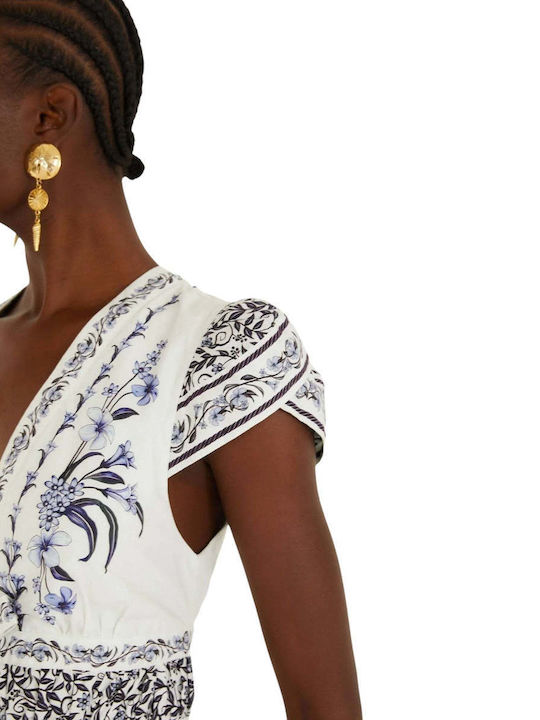 Summer Mini Dress with Ruffles Off-White