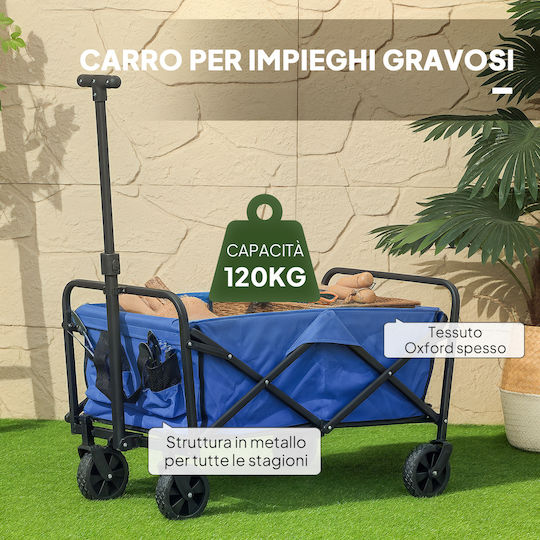 Foldable Metallic Garden Cart 62l 76x48x86cm