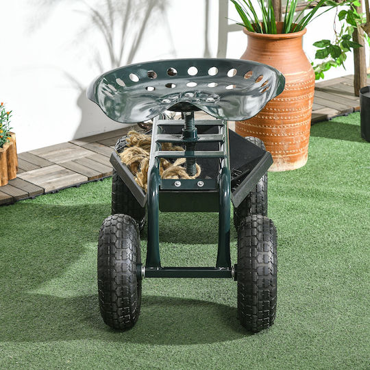 Metal Garden Cart with Maximum Load Capacity 150kg 83x36.5x45cm
