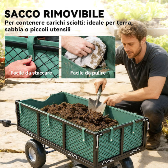 Gartenkarren Metallisch 114l 105x51x54cm