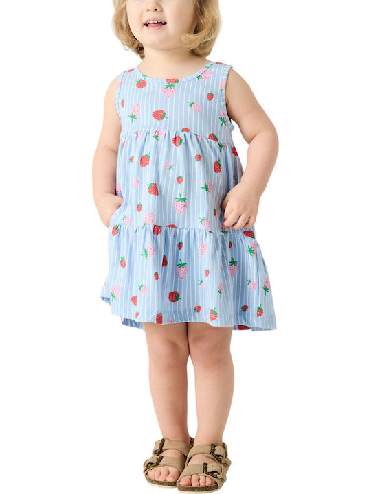 Girls Sleeveless Dress Chambray Blue Whales