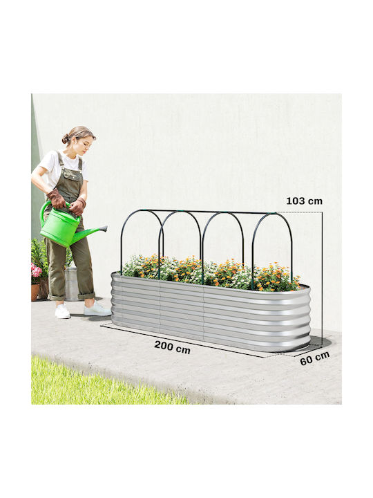 Outsunny Metallic Flower Pot Silver 200x60x103cm