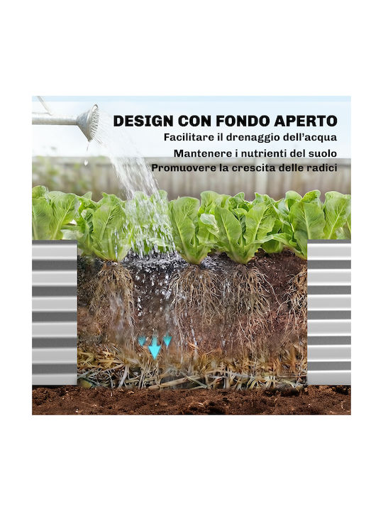 Outsunny Metallic Flower Pot Silver 200x60x103cm