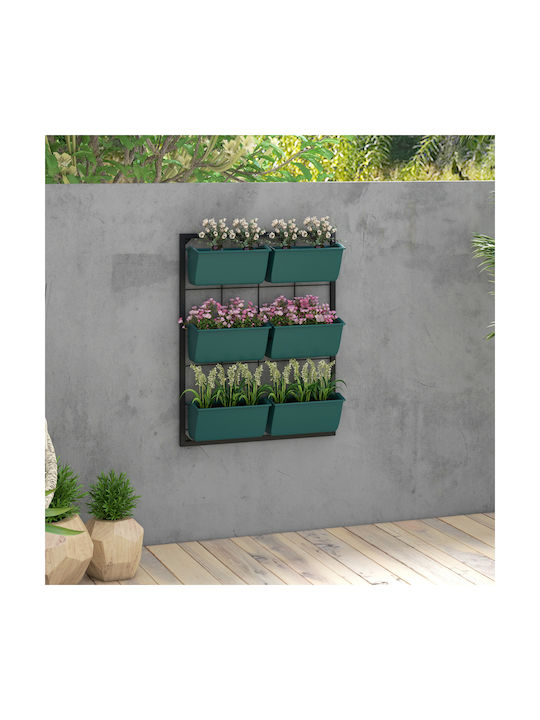 Outsunny Metal Flower Pot Green 52x14x66cm