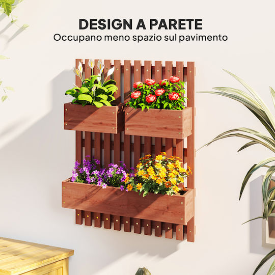 Outsunny Wooden Brown Planter Box 60x16x80cm